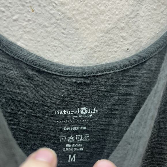 Natural Life Tiered Boho Olive Green Flowy Sleeveless Midi Dress M Cottagecore - Picture 4 of 5